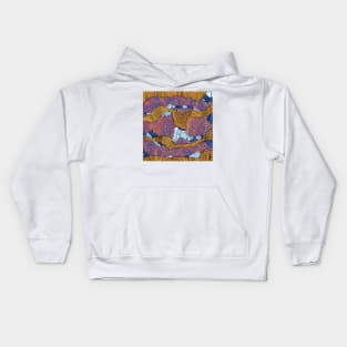 3D Intricate Doodle Design, Orange, Yellow, Purple, White and Red Bright n’ Bold Abstract Pattern Kids Hoodie